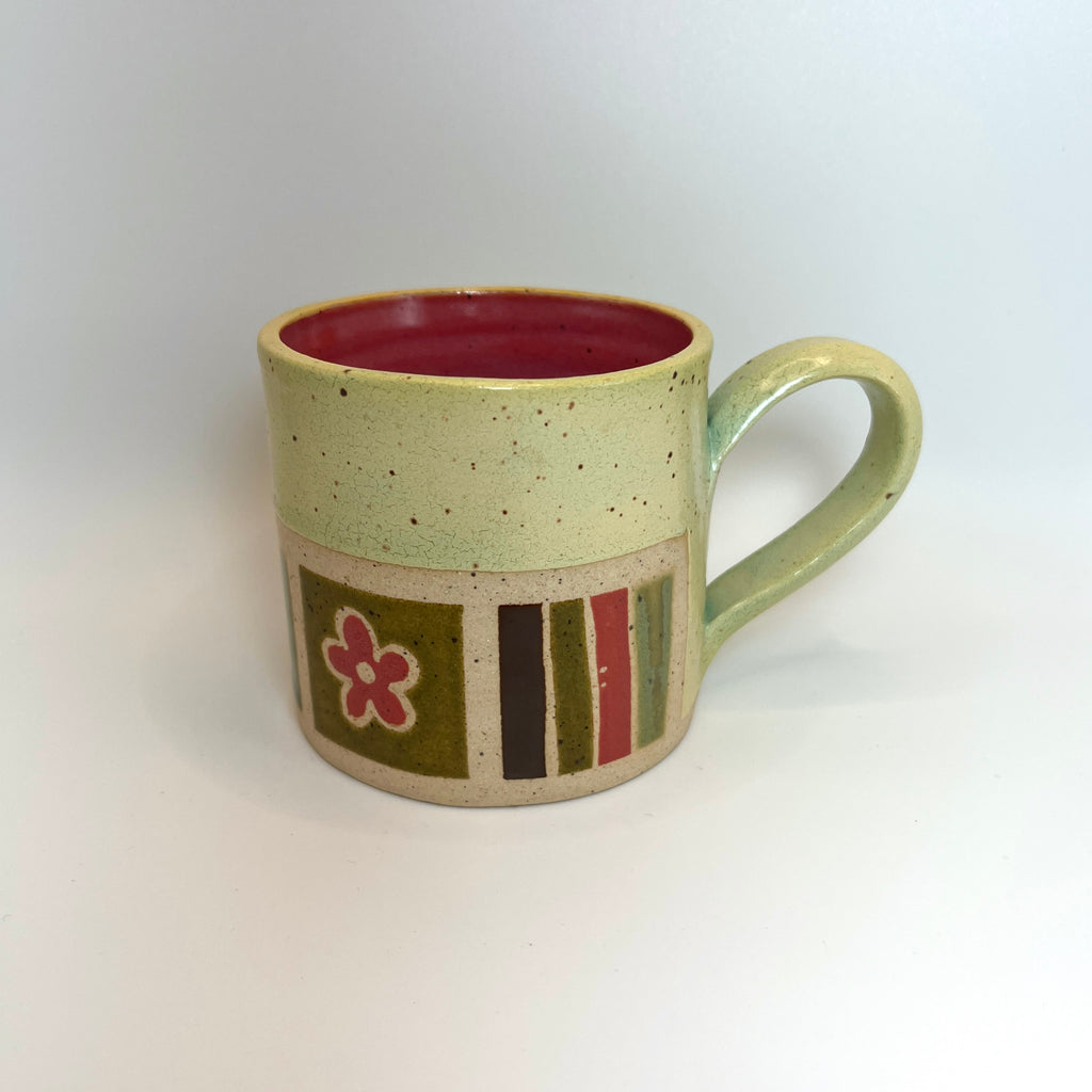 Pink/Green/Brown Tiled Mug