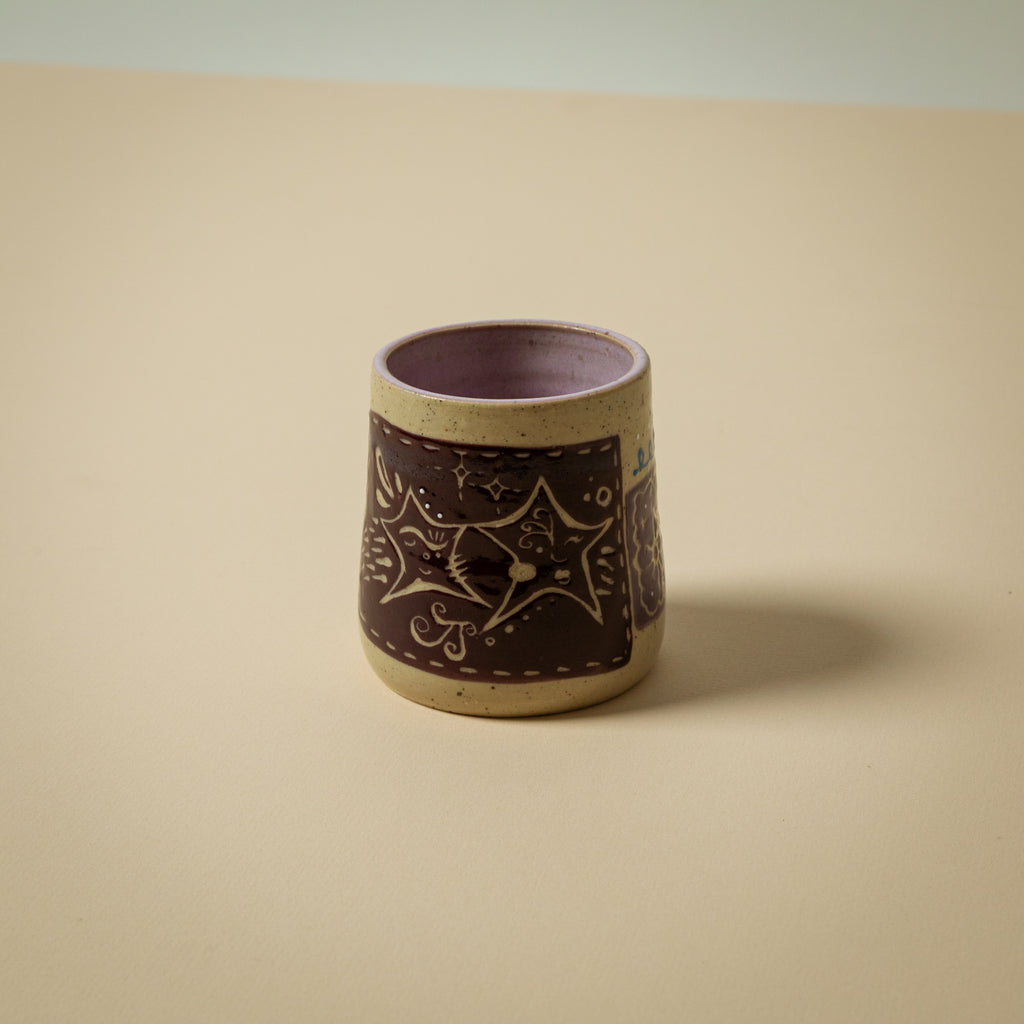 Purple Star Doodled Cup