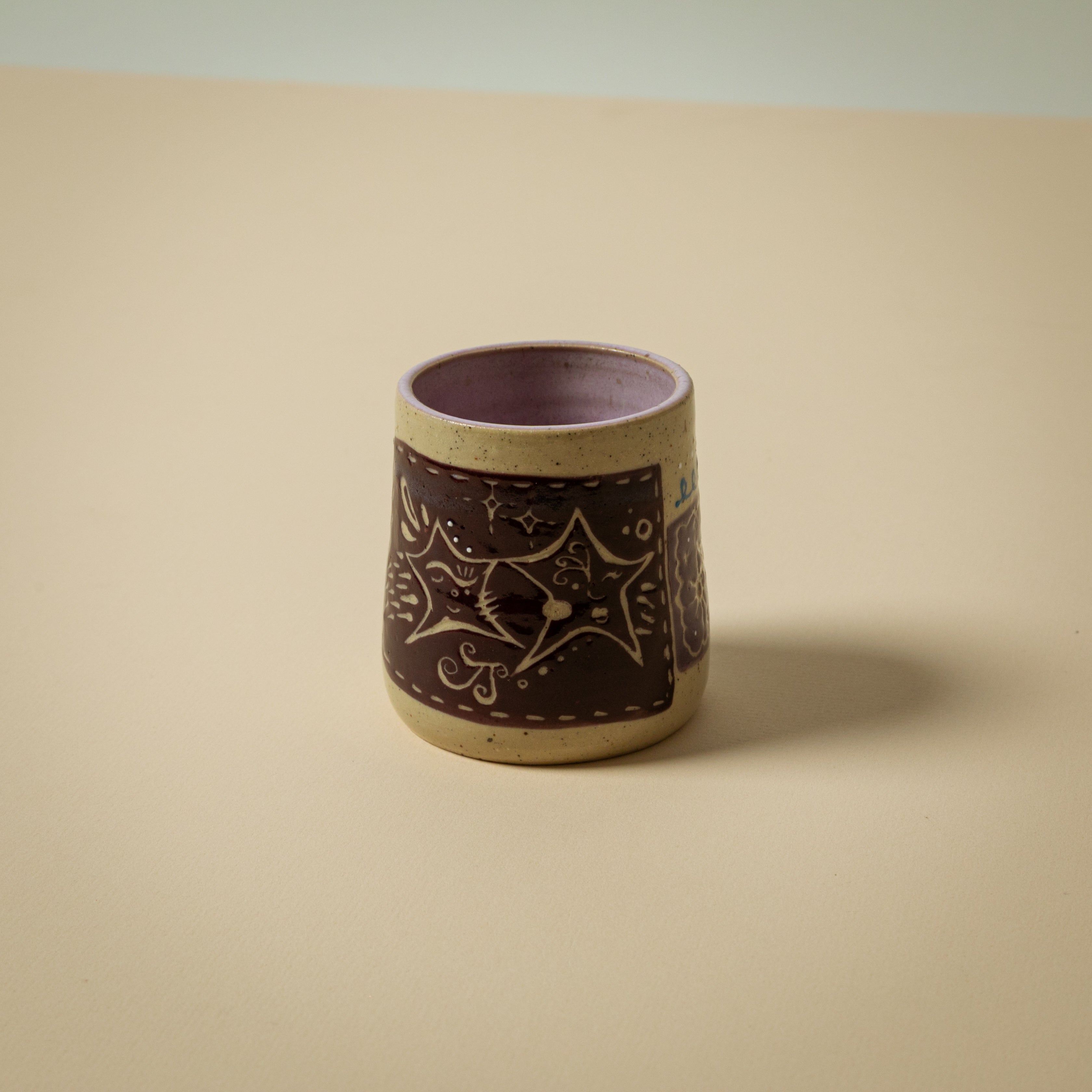Purple Star Doodled Cup
