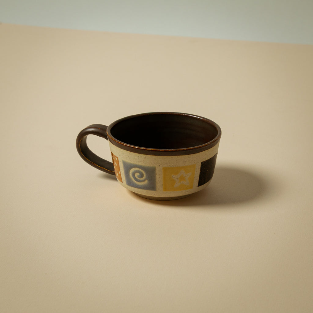 Short Brown Tiled Mug