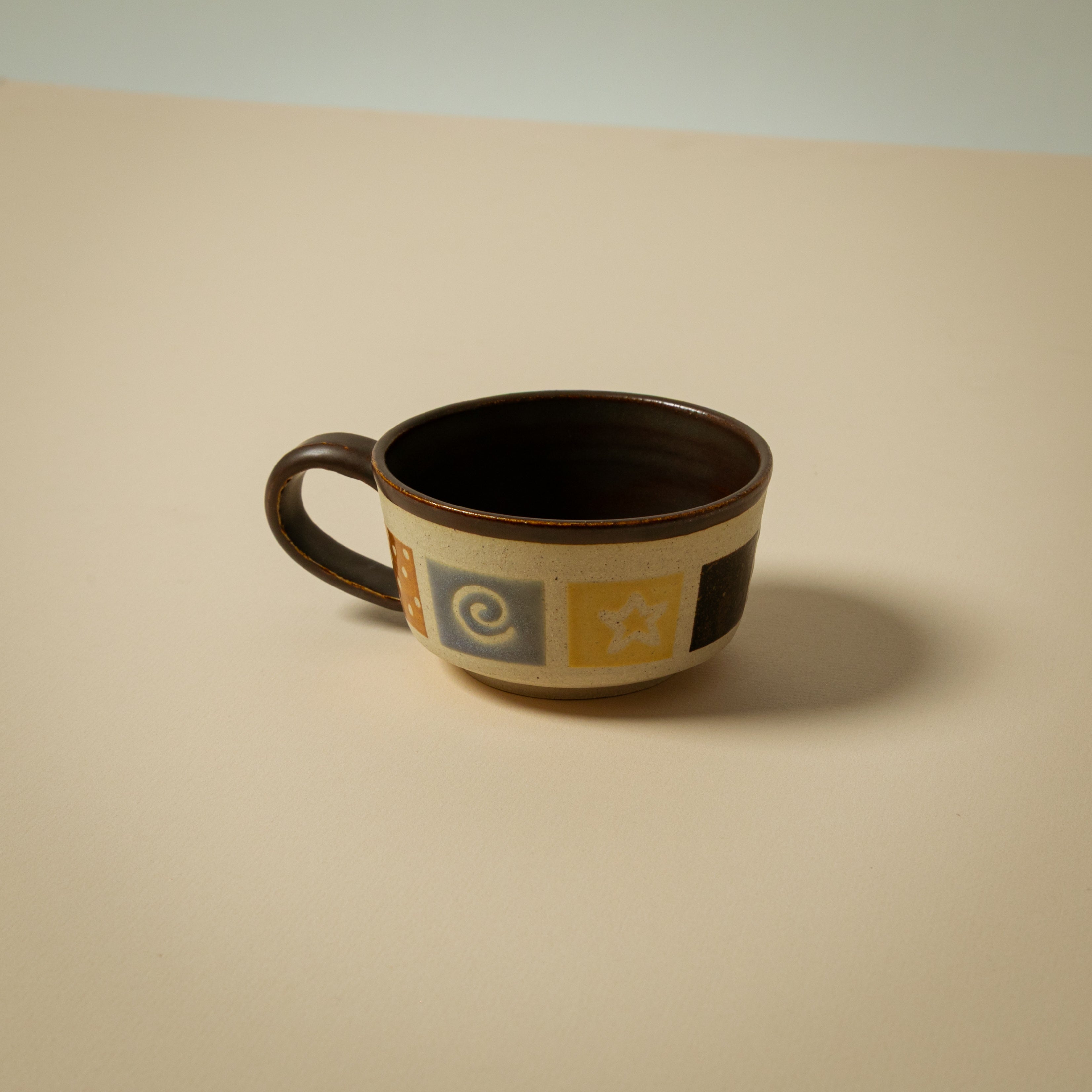 Short Brown Tiled Mug