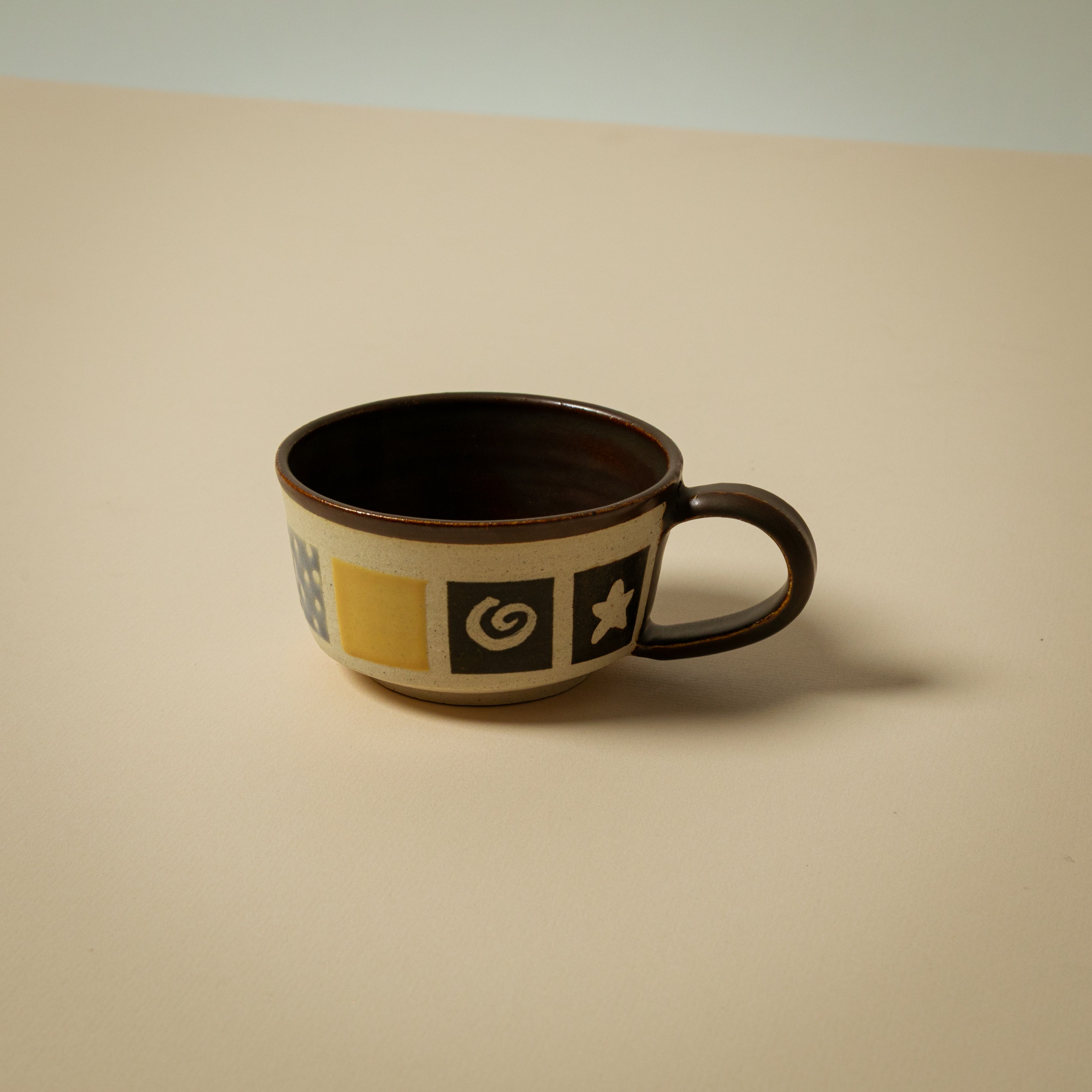 Short Brown Tiled Mug
